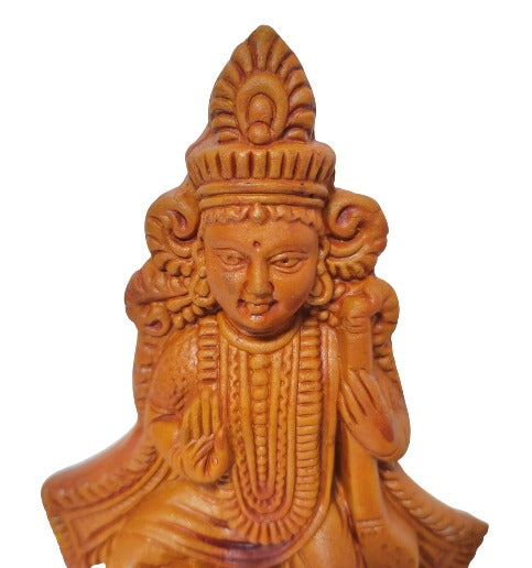 Divine Terracotta Saraswati Mata Murti - Handcrafted Indian Art by Mukherjee Handicrafts