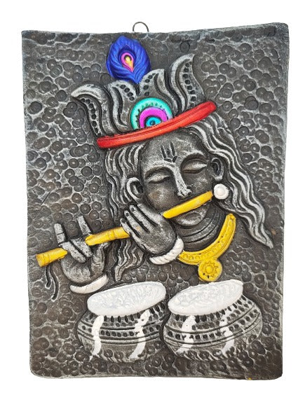 Mesmerizing Handcrafted Terracotta Shree Krishna Wall Hanging by Mukherjee Handicrafts