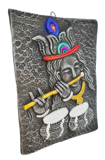 Mesmerizing Handcrafted Terracotta Shree Krishna Wall Hanging by Mukherjee Handicrafts