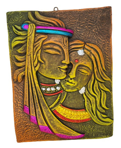 Divine Terracotta Radha Krishna Wall Hanging - Handcrafted Indian Art by Mukherjee Handicrafts