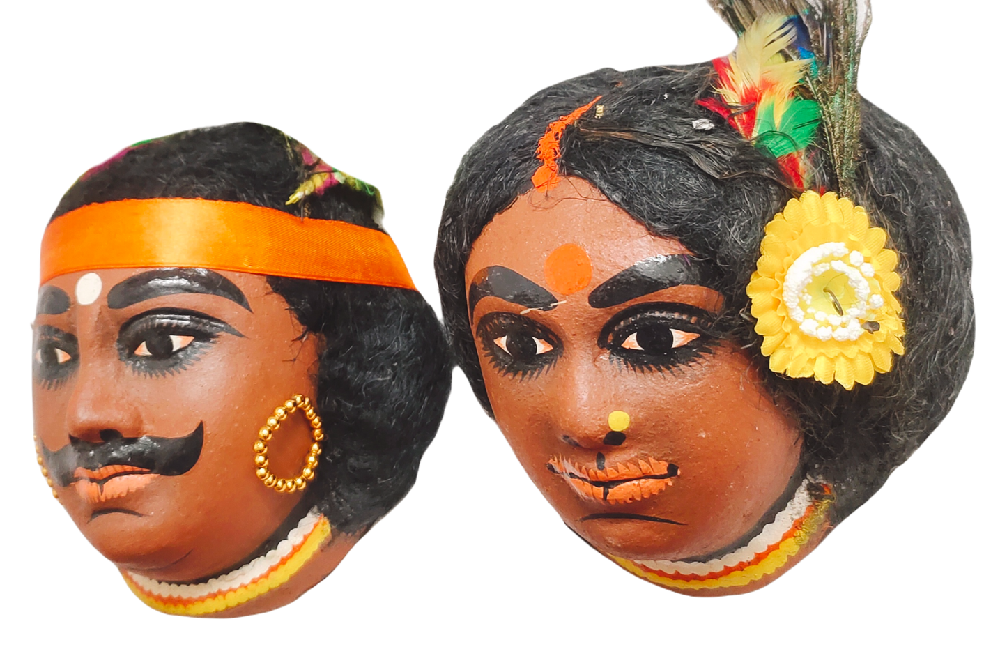 Mukherjee Handicrafts | Tribe Couple Chhau Mask | Chhau Nach Hand Made Product | Decorative Showpiece & Wall Hanging | Size - Large