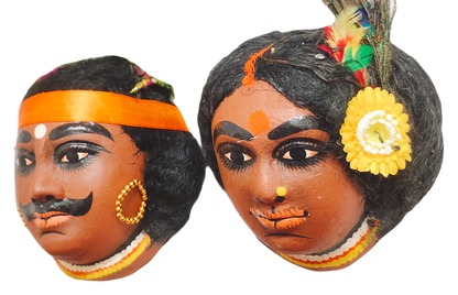 Mukherjee Handicrafts | Tribe Couple Chhau Mask | Chhau Nach Hand Made Product | Decorative Showpiece & Wall Hanging | Size - Large